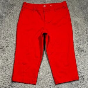St. John's Bay Capri Pants Red Stretch Casual‎ Women's 10P Petite 31x16